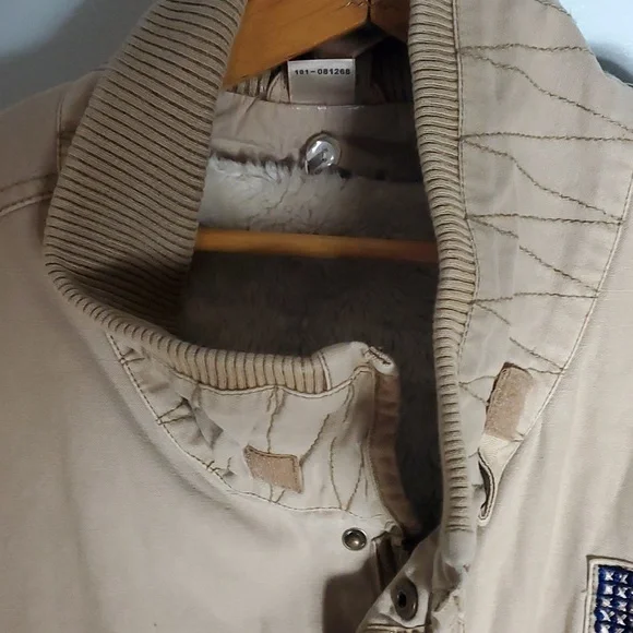 True Religion tan military style jacket size xl